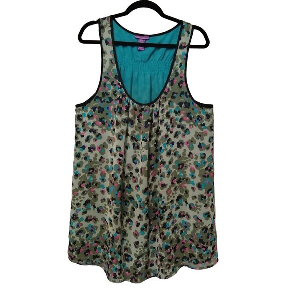 Beverly Drive Tank Top Size 16/18 Sleeveless Multicolor Leopard Print - Picture 2 of 6